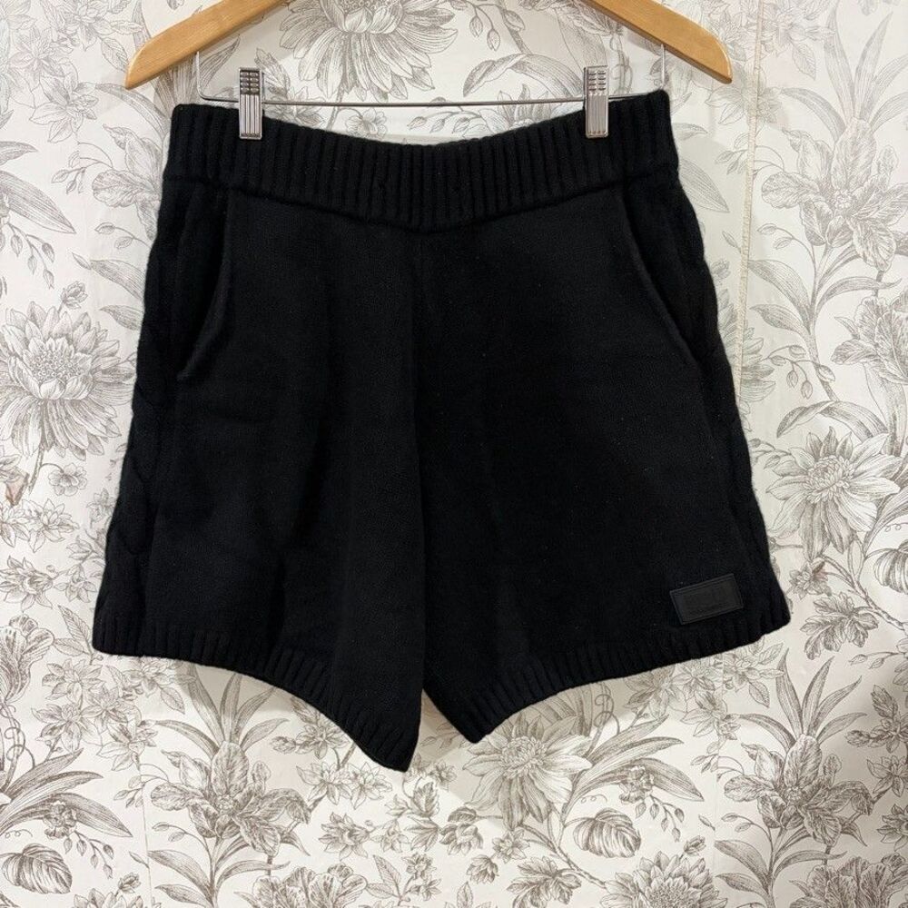 NAHMIAS Black Cashmere Wool Blend Shorts Mens Cable Knit Accent Sz Med